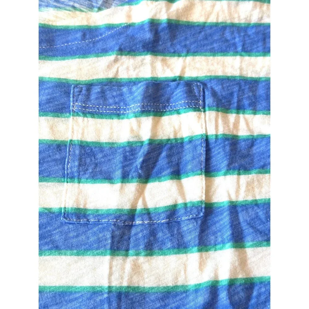 Splendid Cotton Modal Blend Striped Print Lightweight Blouse Blue Green White Sm - Picture 7 of 7